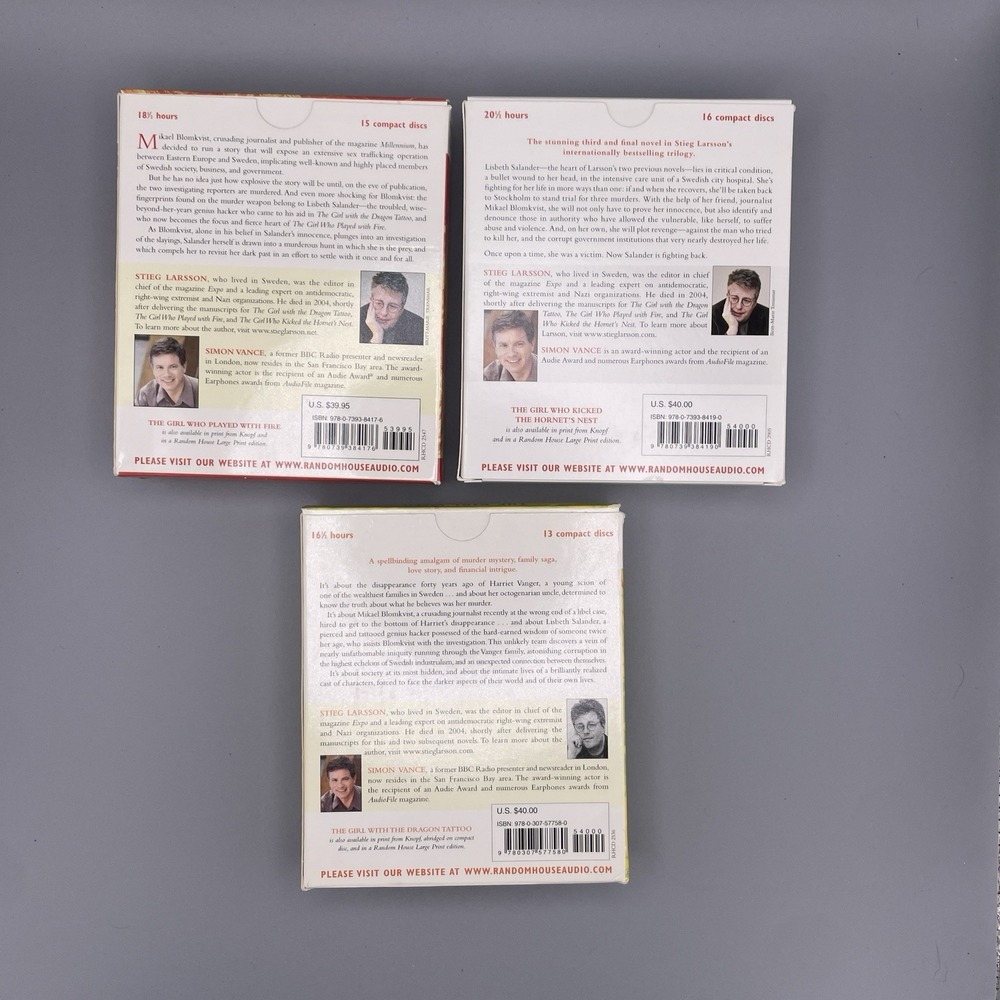 Girl With The Dragon Tattoo Series Audio Book CD Stieg Larsson 55+ Total Hours - Picture 5 of 5